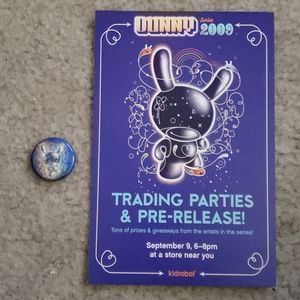 Kidrobot Dunny 2009 Promo Card and Pin SET NWOT